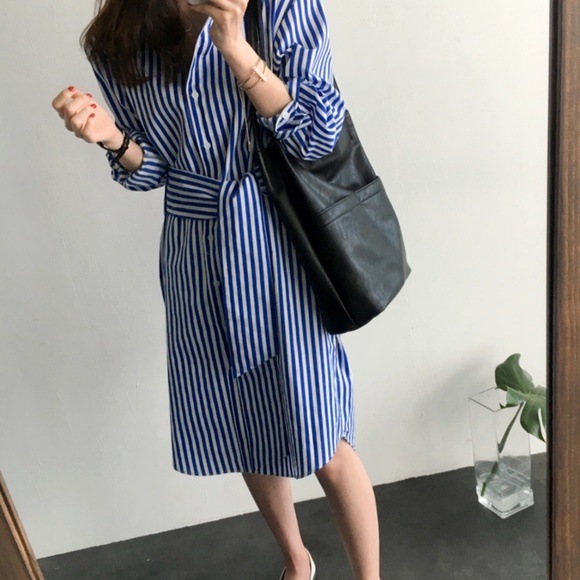 Hamptons Blue & White Striped Shirt Dress - Picture 5 of 8